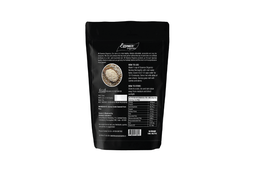 Essence Organics Certified Organic Whole Grain Quinoa   Pack  1 kilogram